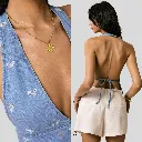 Poéselle Top de mezclilla para mujer con bordado, espalda descubierta (3).webp