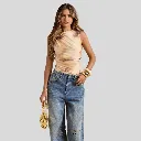 SHEIN BAE Body de mujer con estampado de teñido anudado asimétrico.webp