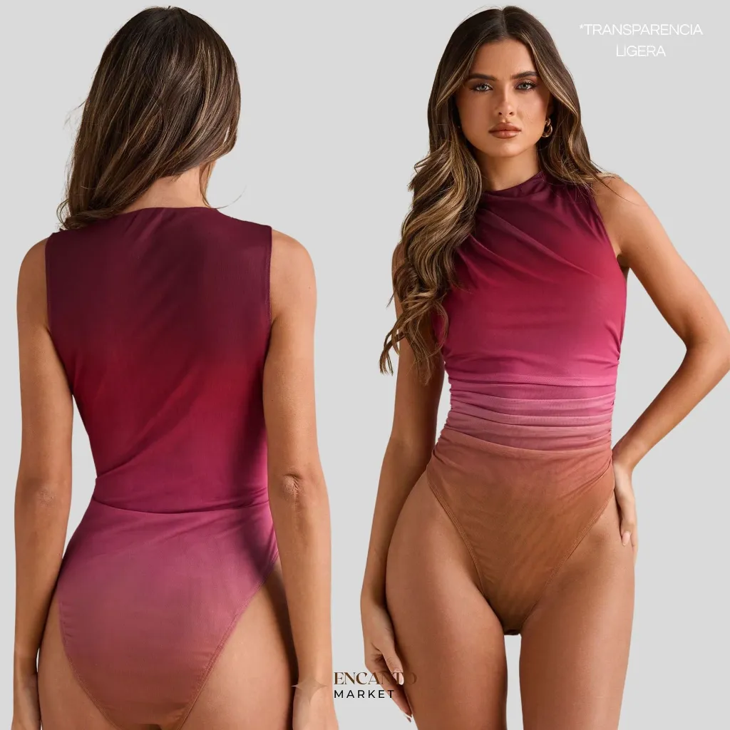 SHEIN BAE Body de mujer con estampado de teñido anudado asimétrico (7).webp