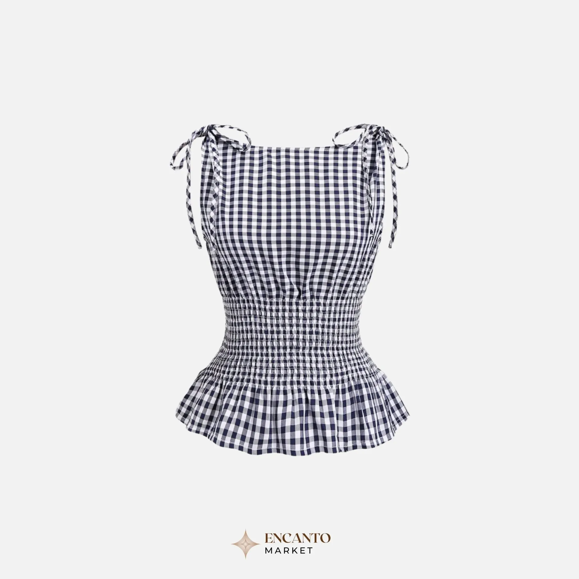 Top a cuadros entallado a la cintura