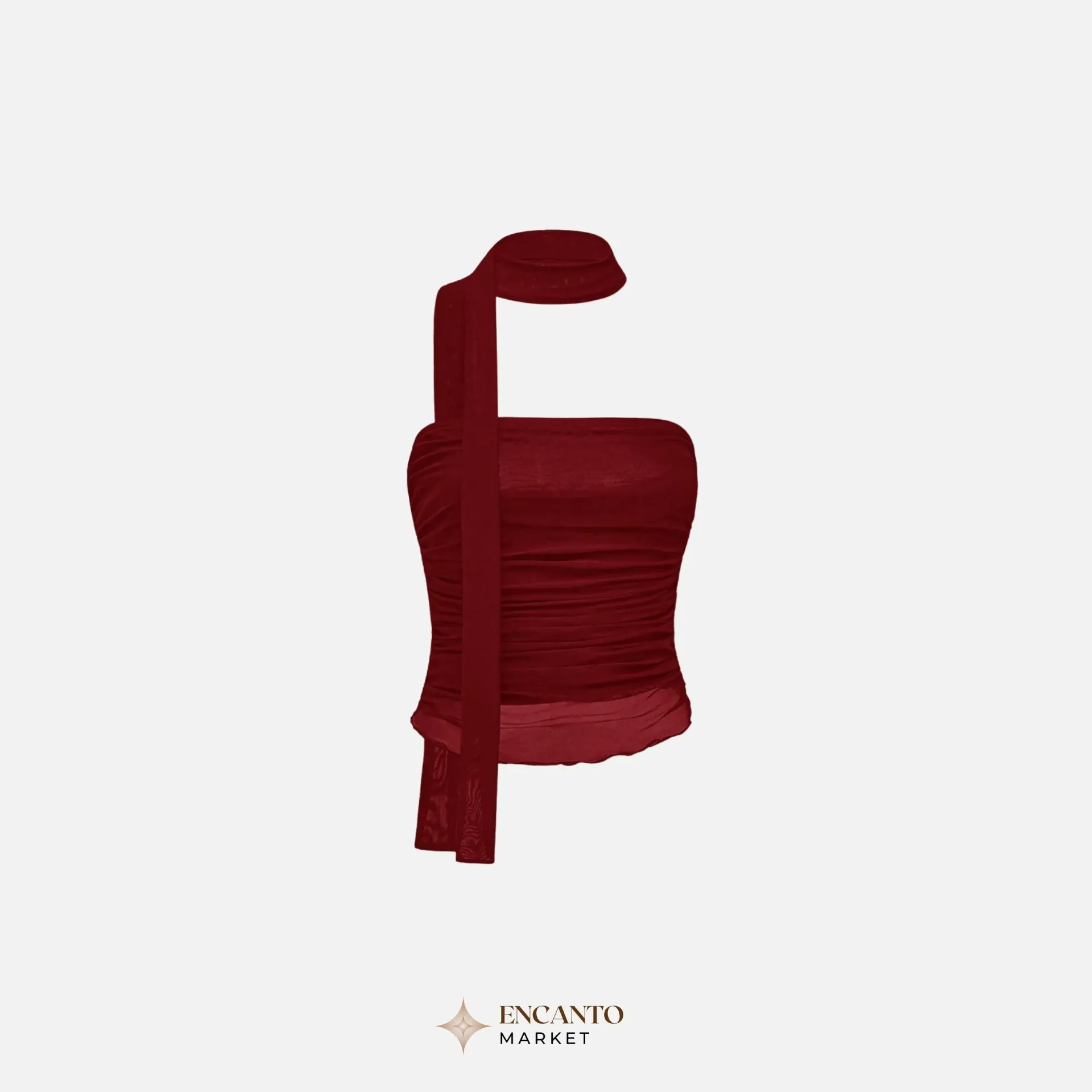 Top tubo color rojo ajustado con bufanda