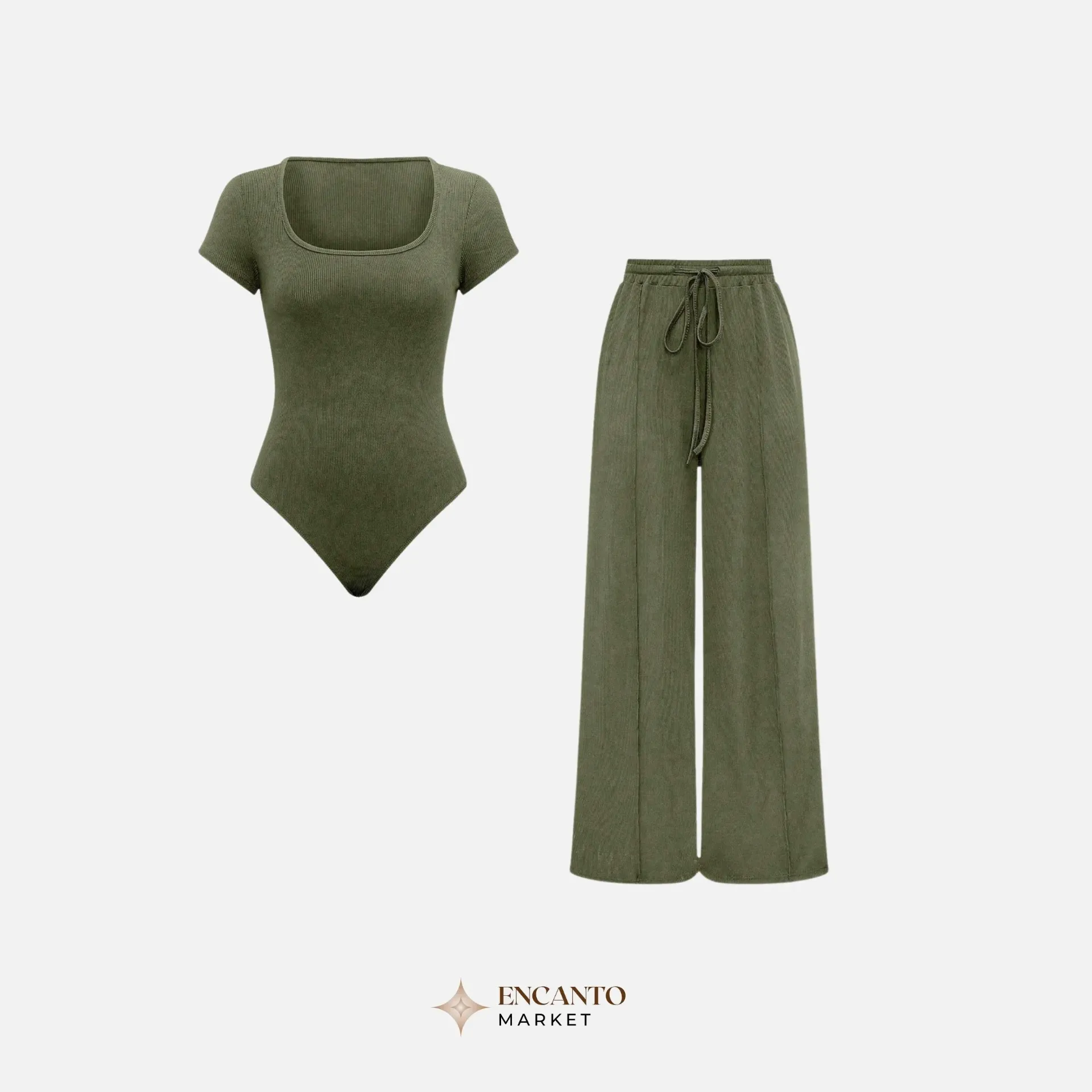 Conjunto de body y pantalones anchos