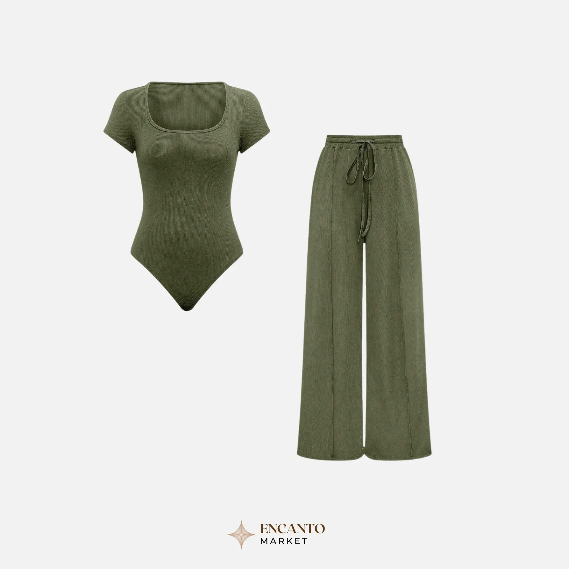 Conjunto de body y pantalones anchos