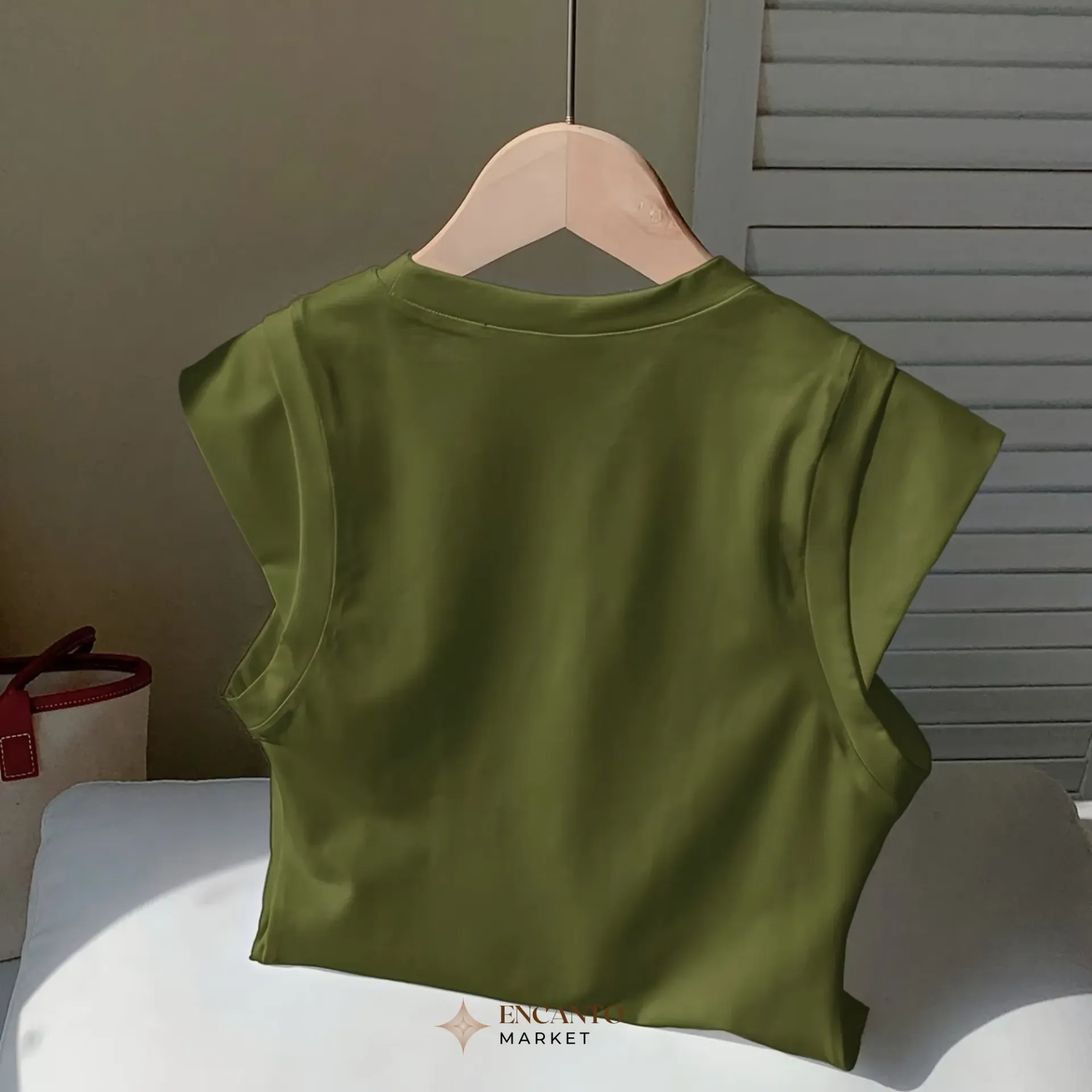 Top básico sin mangas (M, Verde)