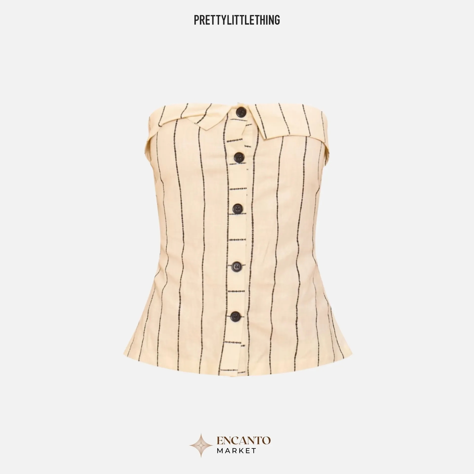 Top tubo tipo lino rayado con botones