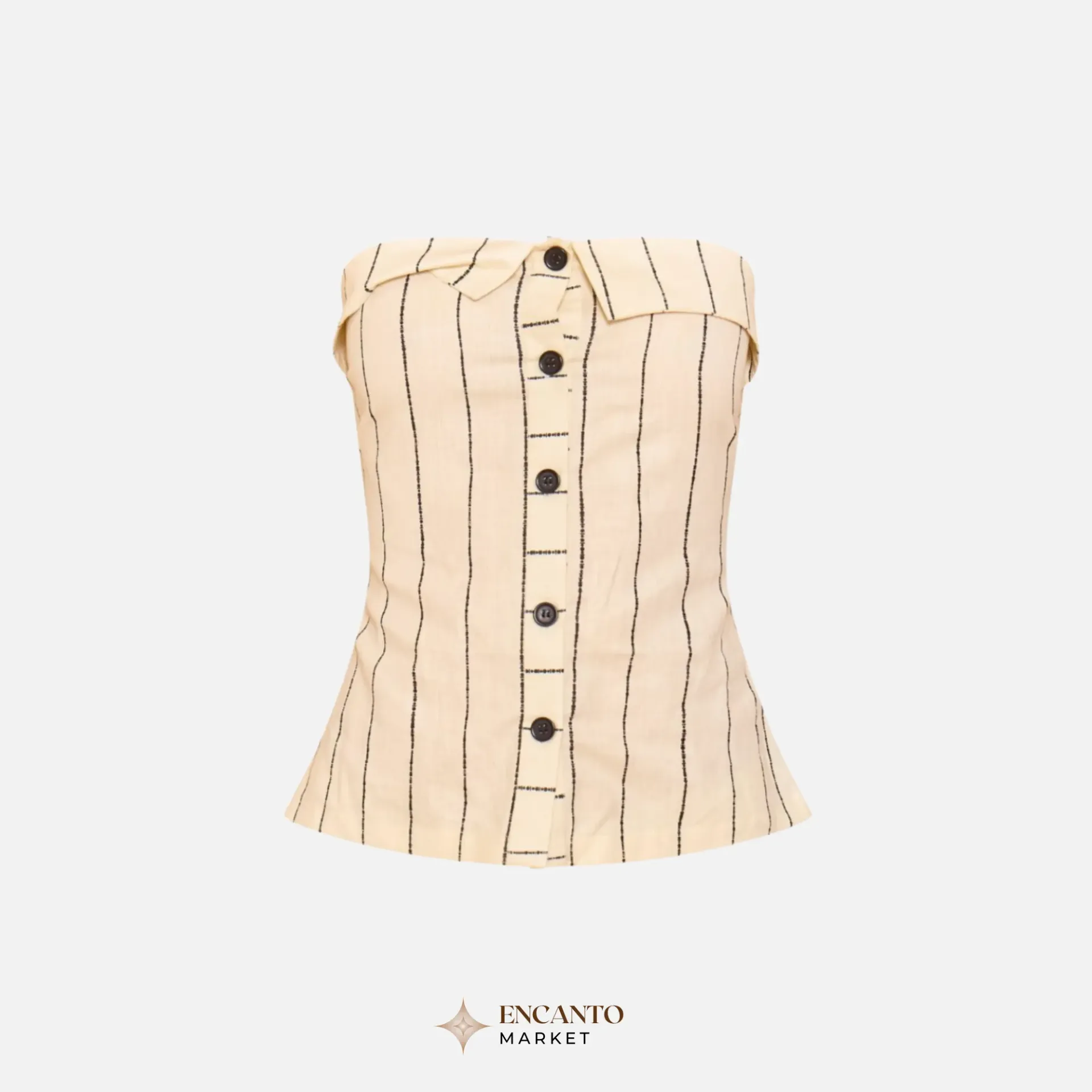 Top tubo tipo lino rayado con botones