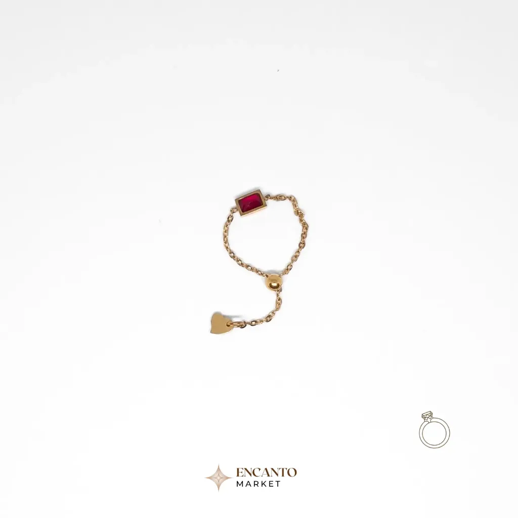 Anillo de cadena ajustable con detalle de piedra