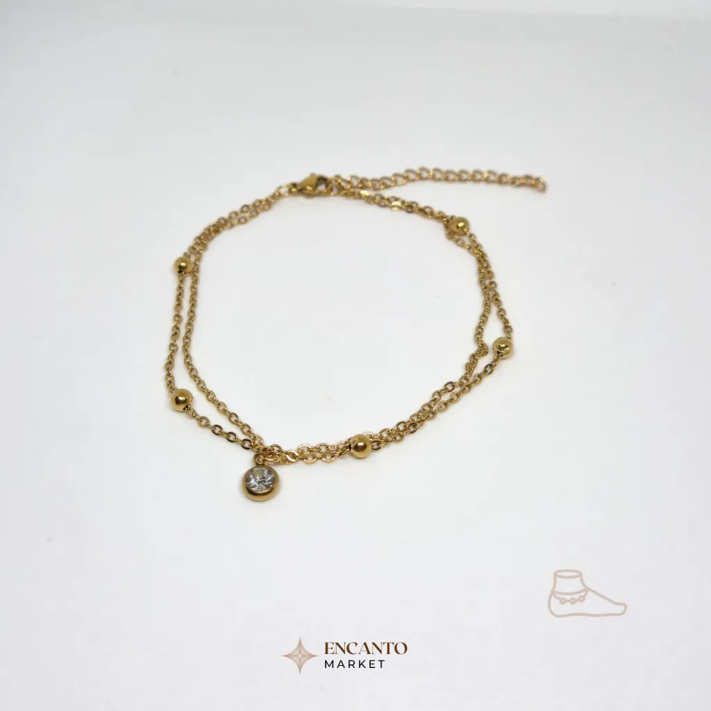 Pulsera tobillera de doble cadena