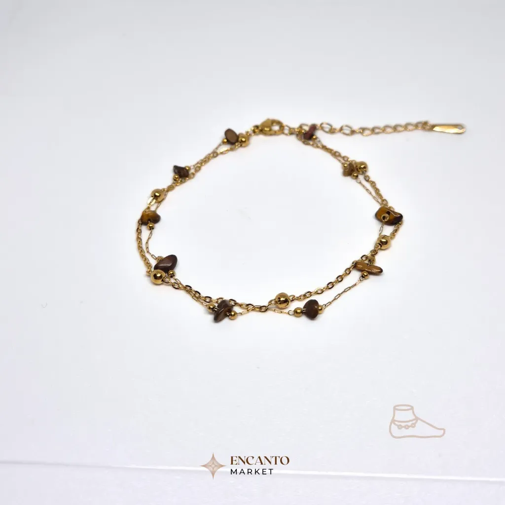 Pulsera tobillera detalles de piedra natural