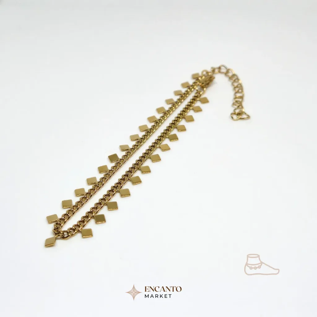 Pulsera tobillera cuentas de rombo