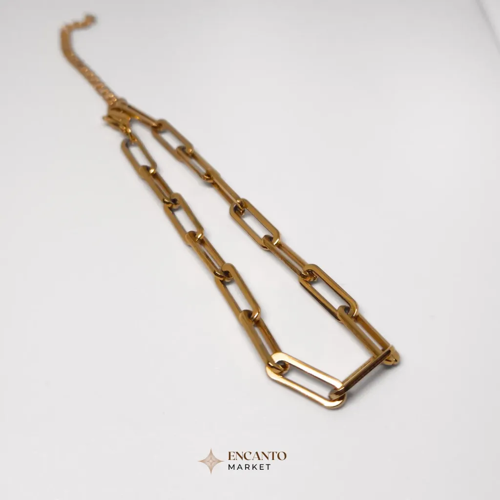 Pulsera sutil de eslabones rectangulares (Dorado)