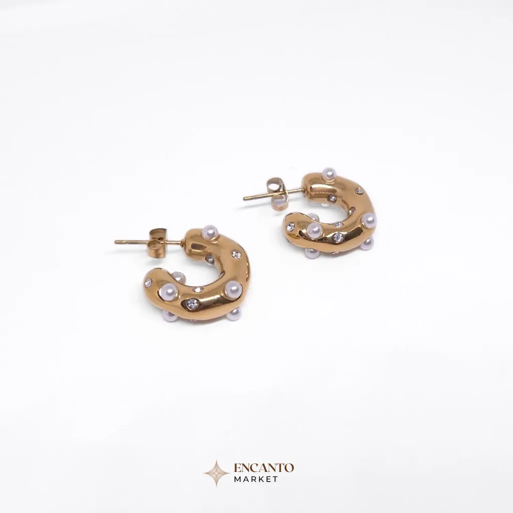 Aros con detalle de mini perlas