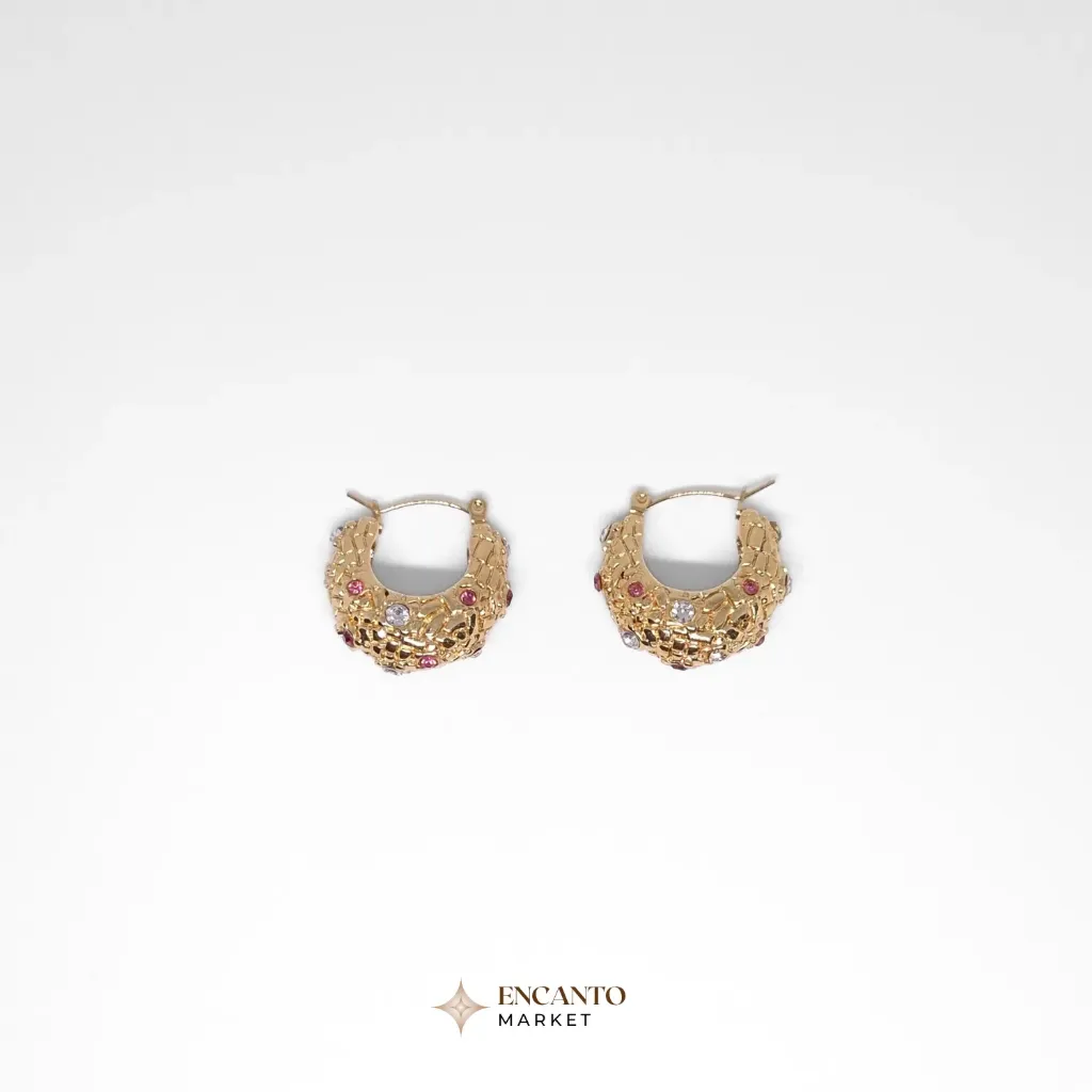 Aretes de aro con Circonita Cúbica Incrustados