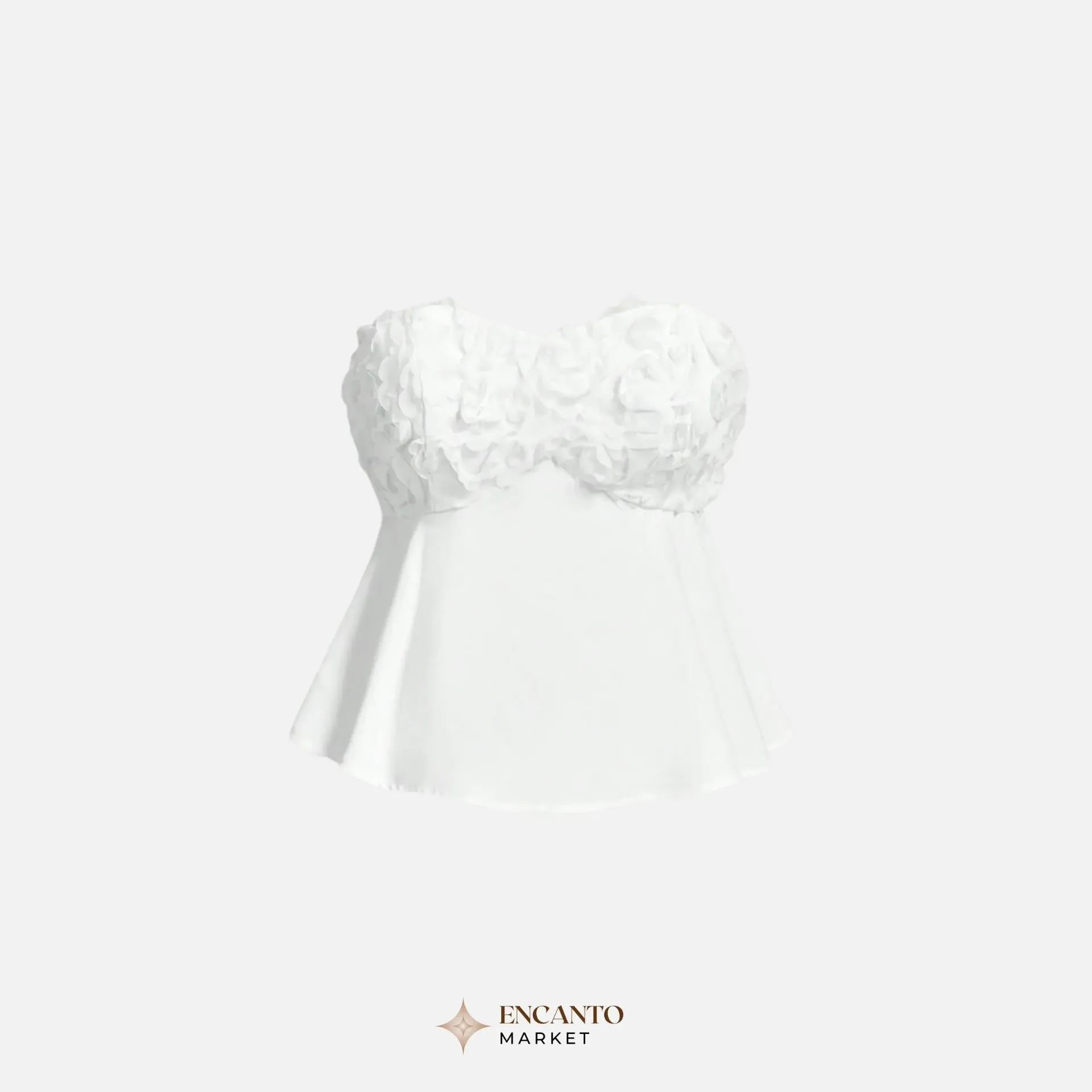 Top bandeau con flores blancas