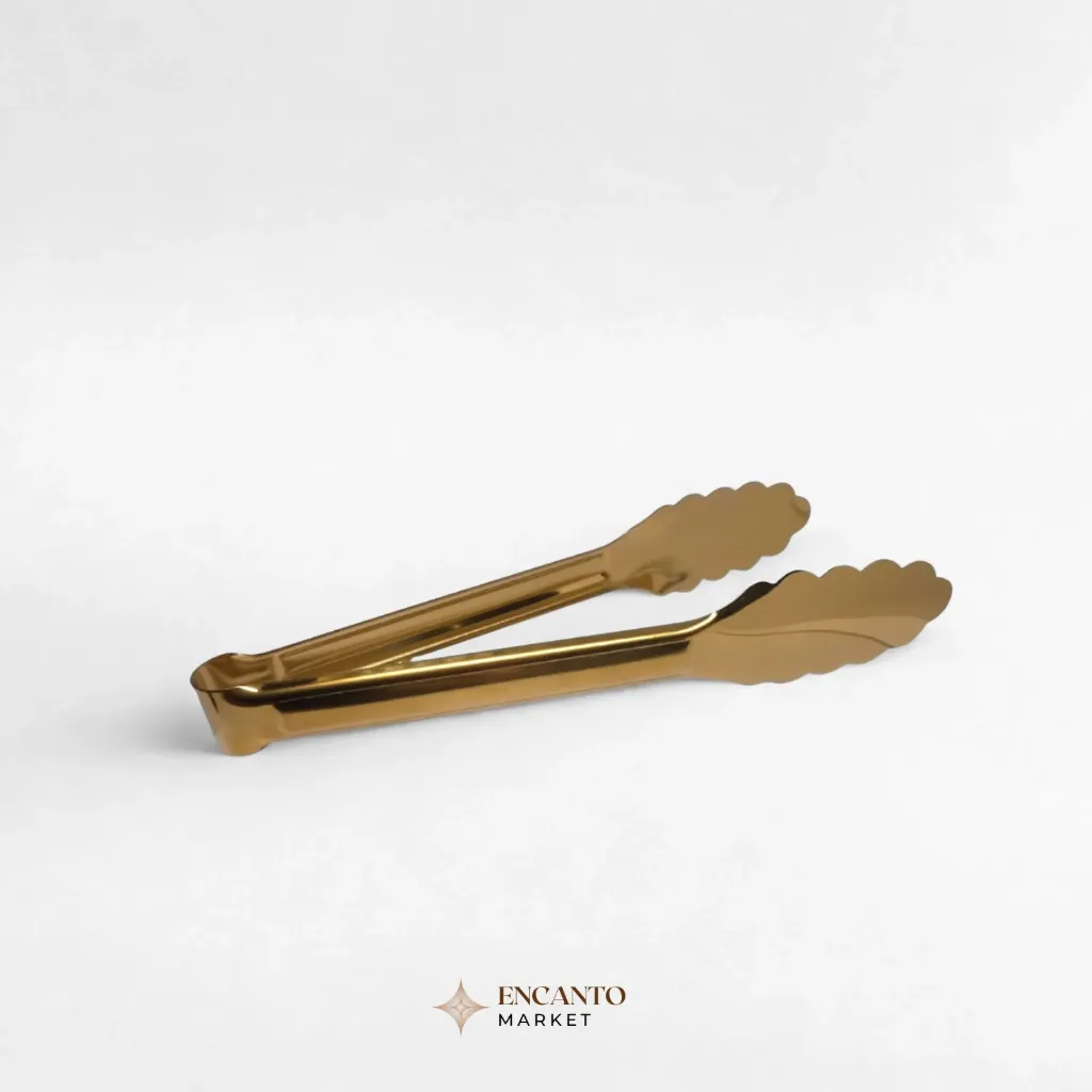Pinzas doradas de acero inoxidable para cocina