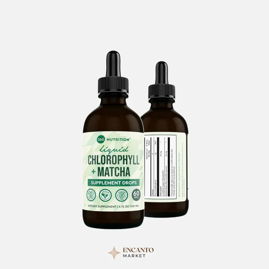 Gotas de suplemento de clorofila Matcha con L-teanina