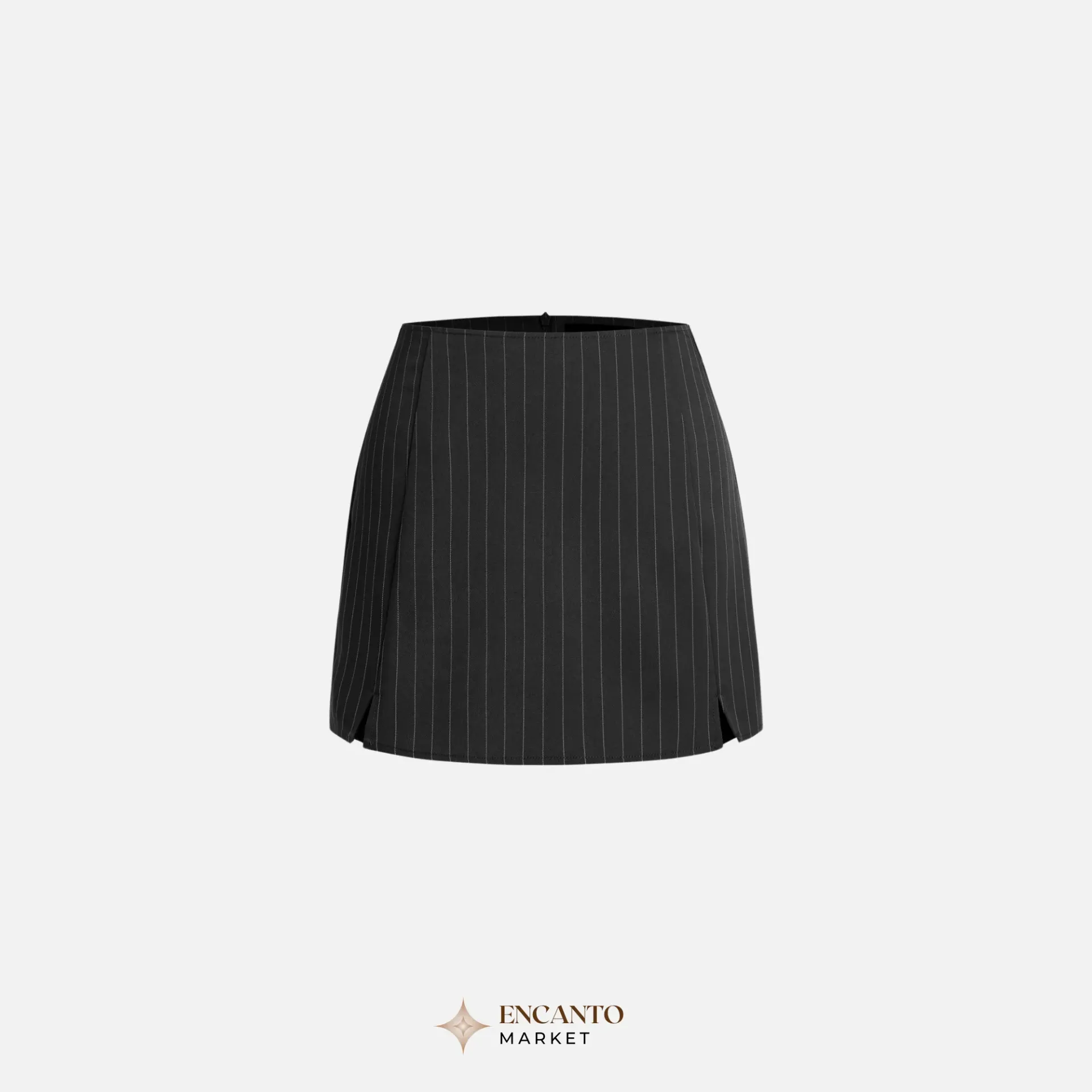 Skort a rayas con cierre y corte medio